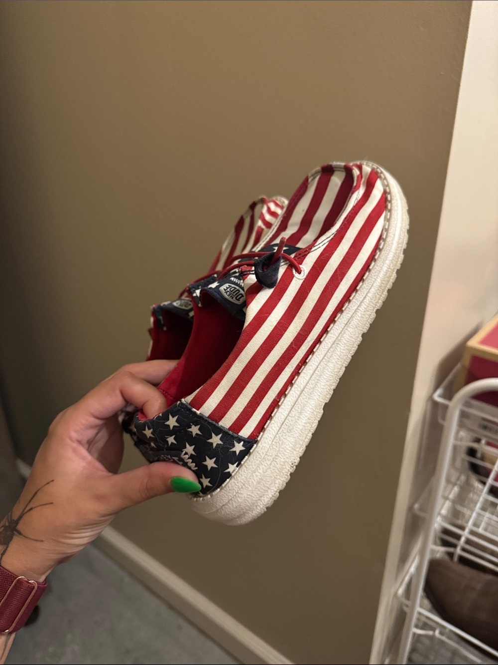 Hey Dude Red, White & Blue Stars-Stripes Slip-On Moccasins - Picture 2 of 4